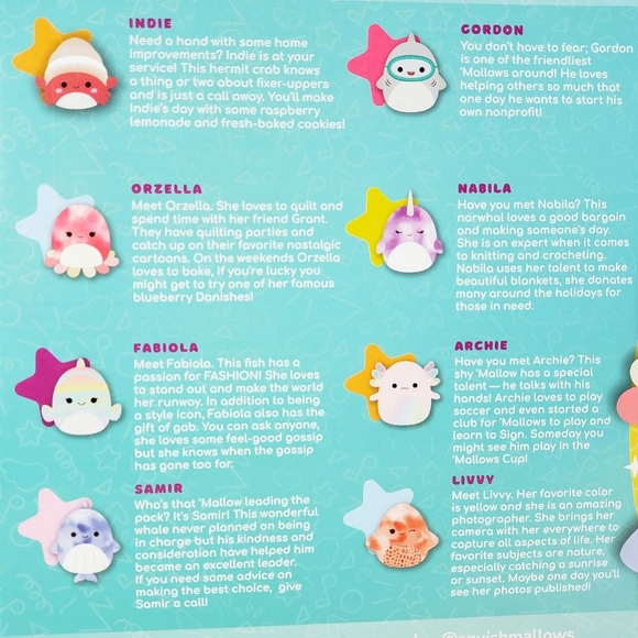 Squishmallow Axolotl Octopus Shark Whale Starfish Crab Narwal Fish 5" 8 Pack New - Picture 3 of 12